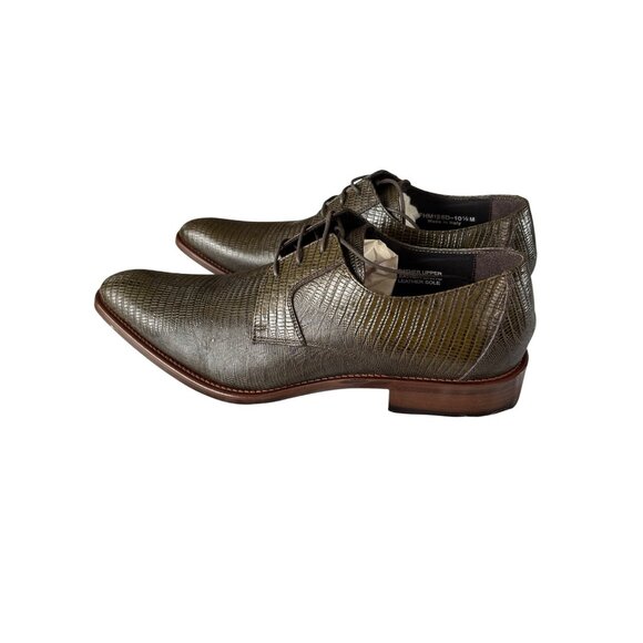 Paul Fredrick Mens US 10.5 M Italian Leather Oxford Shoes Brown Lizard Print - Picture 11 of 12